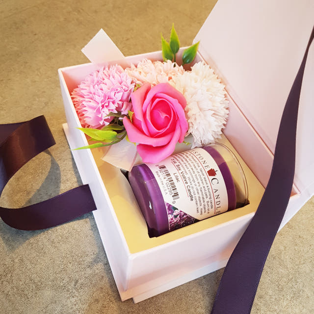 Carnation Candle Set Pink Box Parent Day Teacher&#