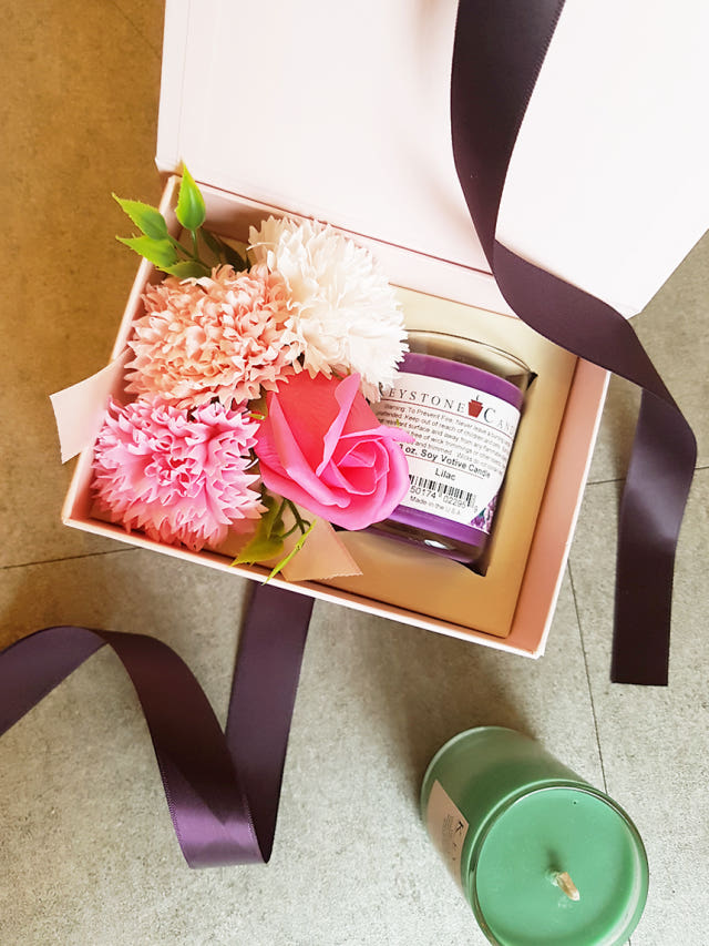 Carnation Candle Set Pink Box Parent Day Teacher&#