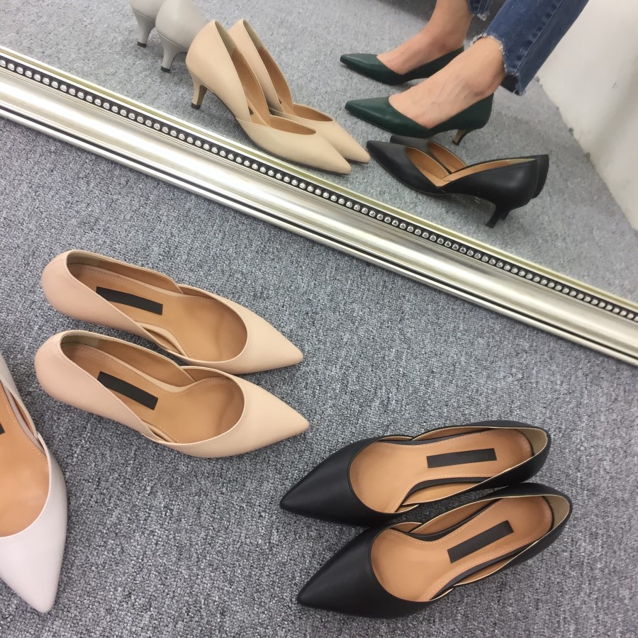 Handmade cowhide mid-heel stiletto 5cm color extra