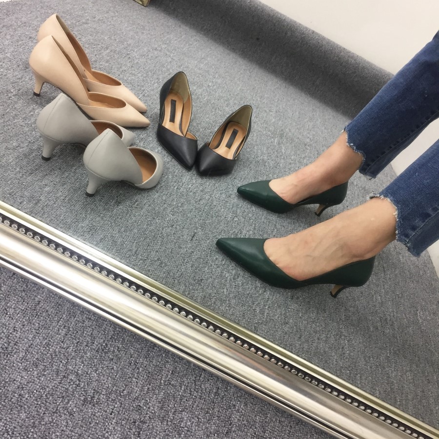 Handmade cowhide mid-heel stiletto 5cm color extra