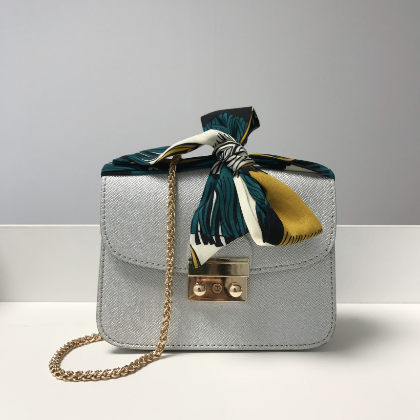 New Gold Buckle Chain Mini Cross Back White Women 