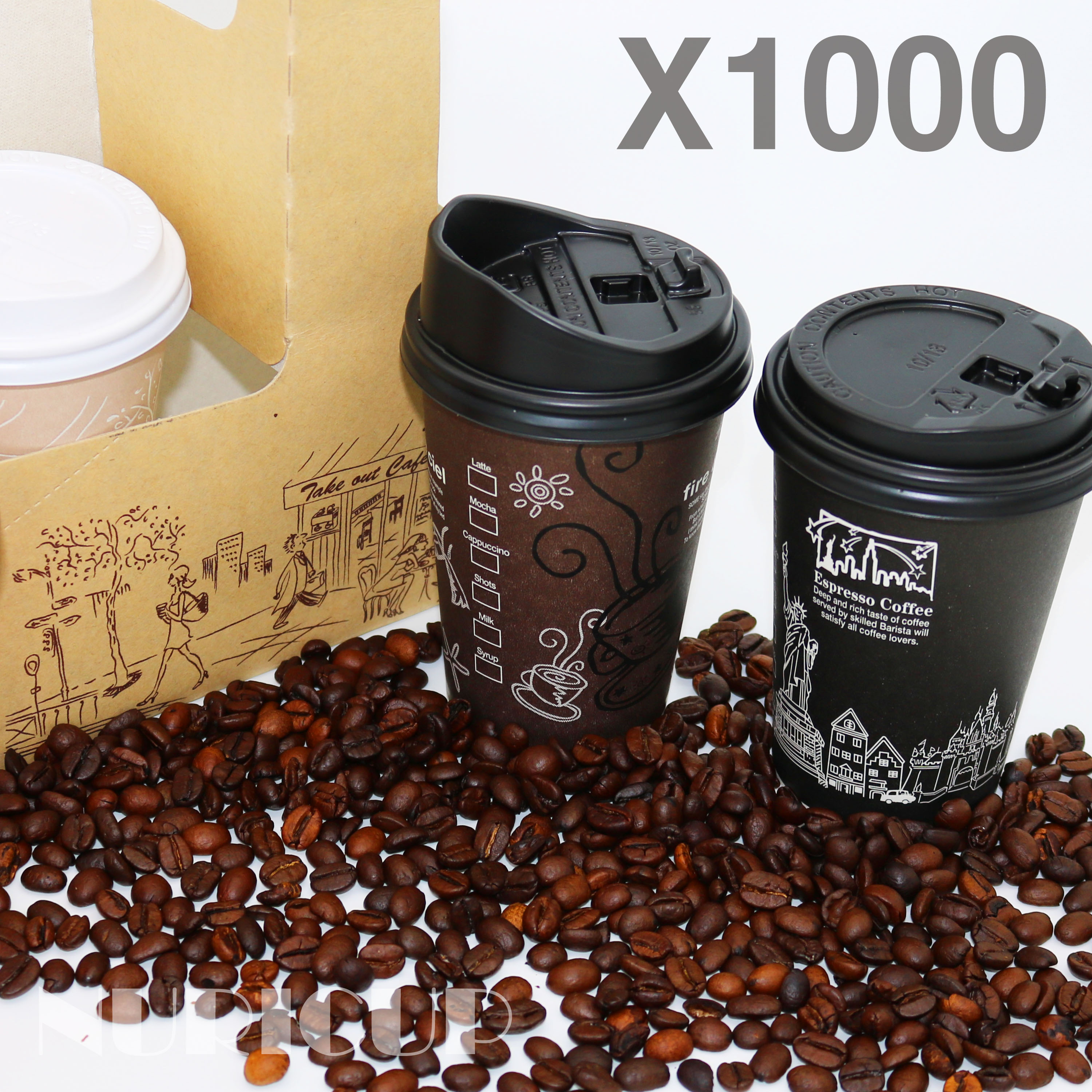 TAKEOUT 테이크아웃 종이컵 295ml 무인쇄 무지컵 1000개 사무실 커피컵 : 종이컵누리