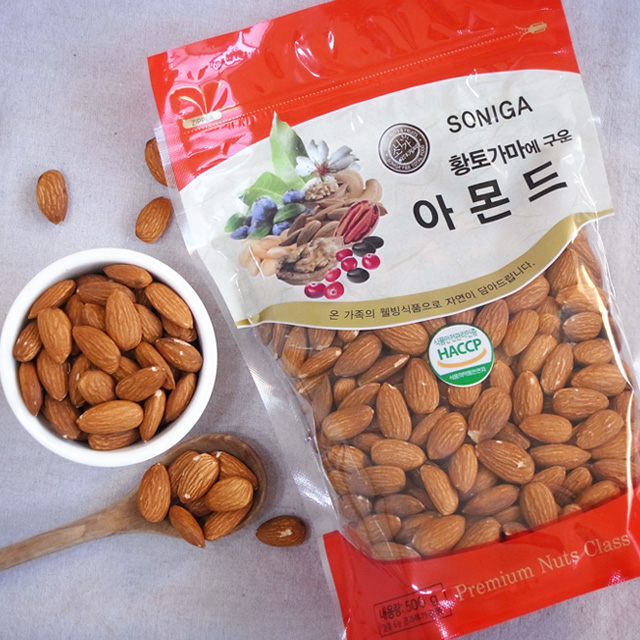 황토가마에구운 아몬드 500g : 소니가 견과류
