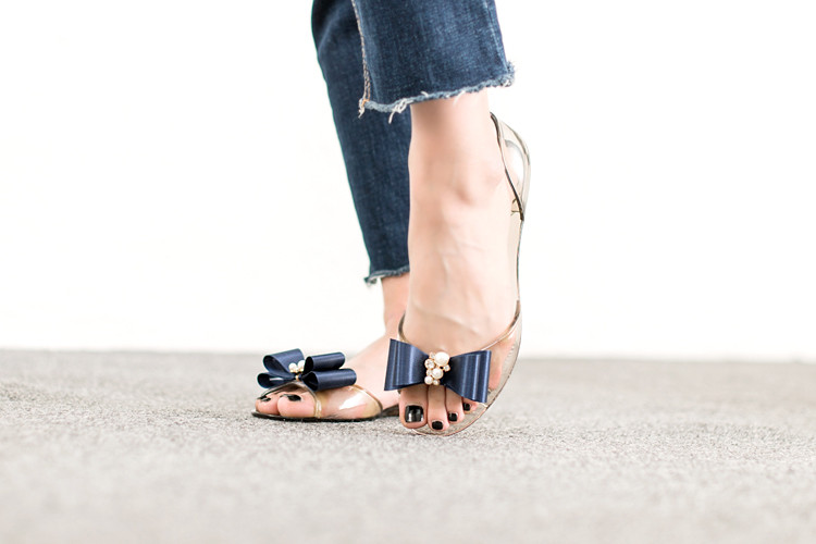 NEW WOMEN JELLY SHOES Jubilee Satin Ribbon Jelly 4