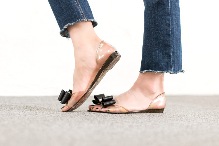 NEW WOMEN JELLY SHOES Jubilee Satin Ribbon Jelly 4