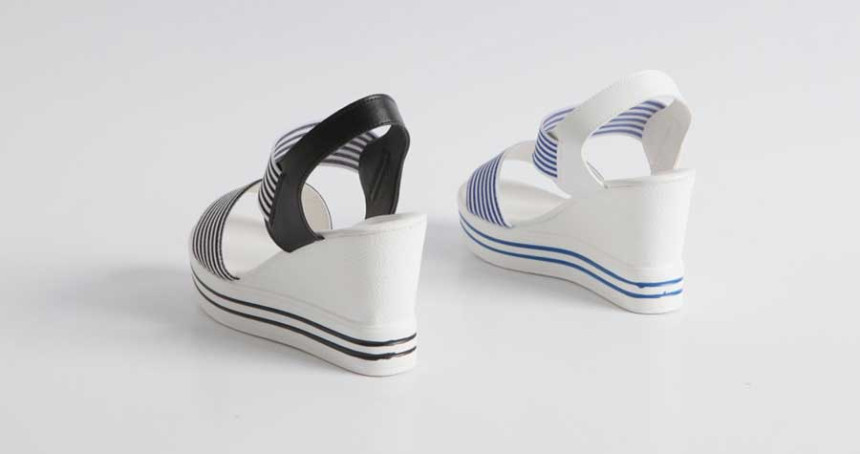 New R_S000735 Stripe banding wedge sandals with li