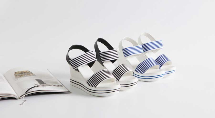 New R_S000735 Stripe banding wedge sandals with li