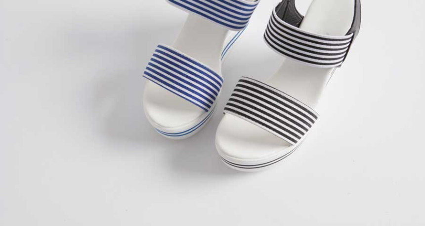 New R_S000735 Stripe banding wedge sandals with li