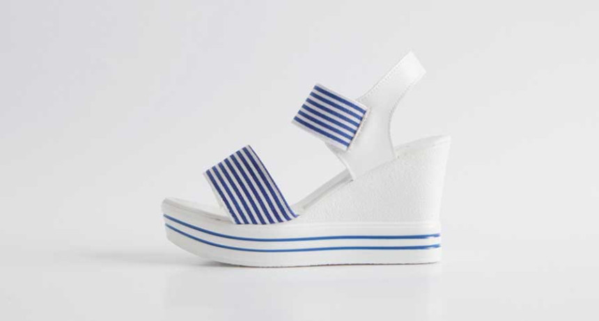 New R_S000735 Stripe banding wedge sandals with li