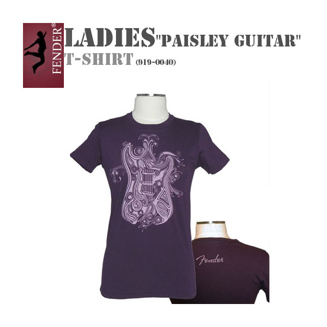 티셔츠 TEE LADIES PAISLEY GUITAR EGGPLANT 의류 : 푸른악기