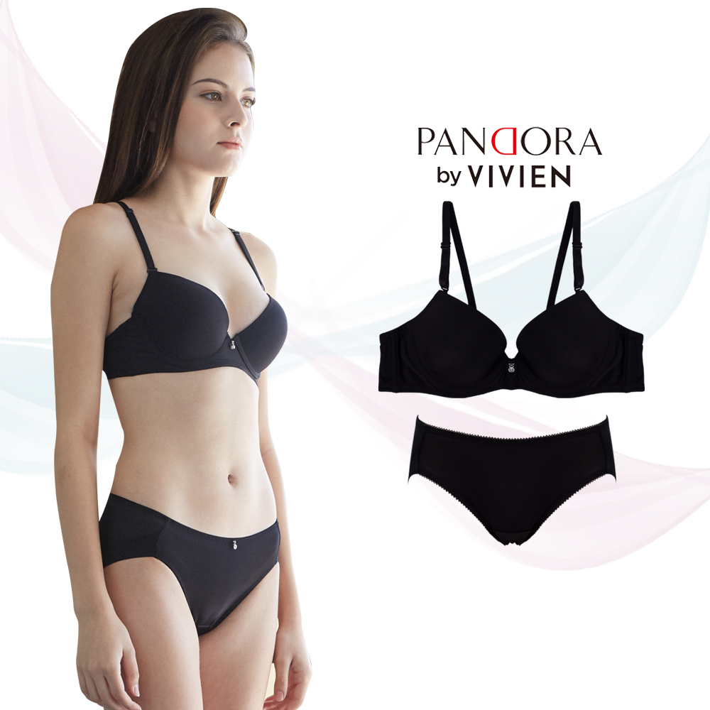 (판도라바이비비안) BPS7045 베이직 소프트 몰드 브라팬티세트(블랙/75A~85C/90~100) : 비비안N비너스