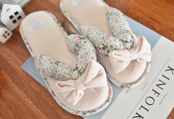Korean Flower Cotton Slippers Summer Cotton Cotton