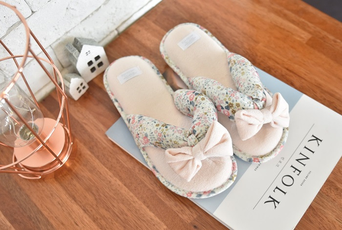 Korean Flower Cotton Slippers Summer Cotton Cotton