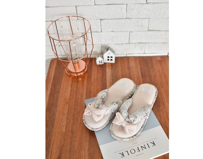 Korean Flower Cotton Slippers Summer Cotton Cotton