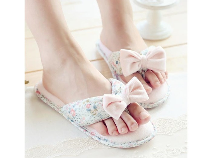 Korean Flower Cotton Slippers Summer Cotton Cotton