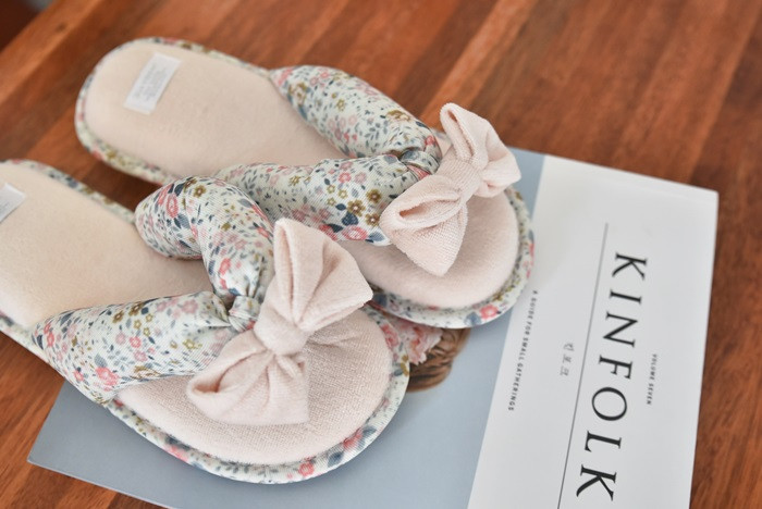 Korean Flower Cotton Slippers Summer Cotton Cotton
