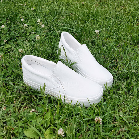 천연 소가죽 키높이 통굽 슬립온 3.5cm : 선하샵