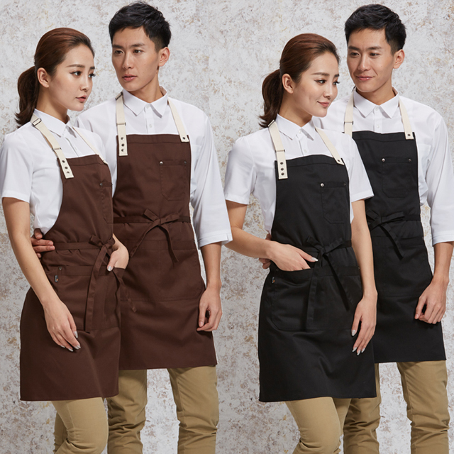 (AN32)블랙/ 커피 색상 스타일업 목걸이앞치마 커피숍앞치마 바리스타앞치마 : 올리브가운