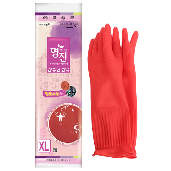 명진 특대 고무장갑 레드 핑크 아이보리 식품전용고무장갑 : 미즈프라자
