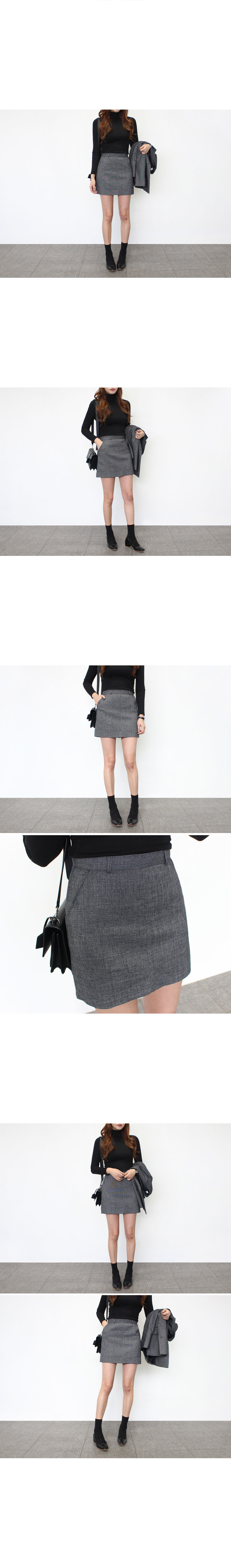 Basic A-line suit Dresser Mini skirt Gray Black Ja