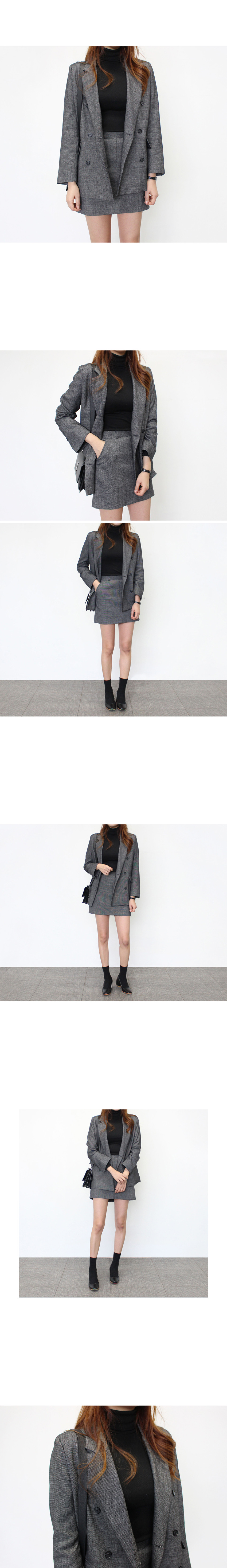 Basic A-line suit Dresser Mini skirt Gray Black Ja