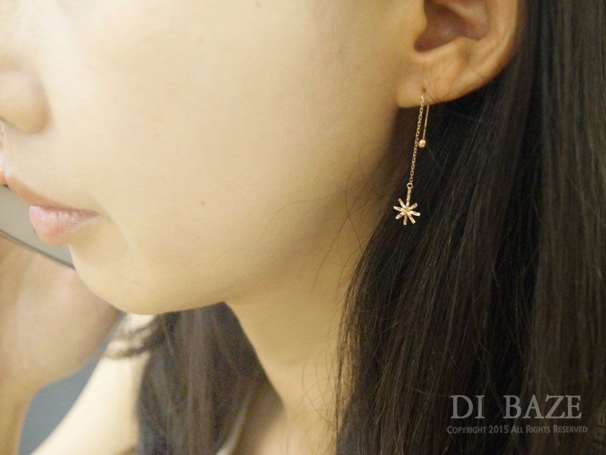 14k Ball Earrings Glitter Pink Gold Beans Club Loo