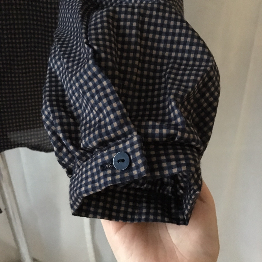 Women Blouses Waffle Lace Check Fall V Neck Blouse