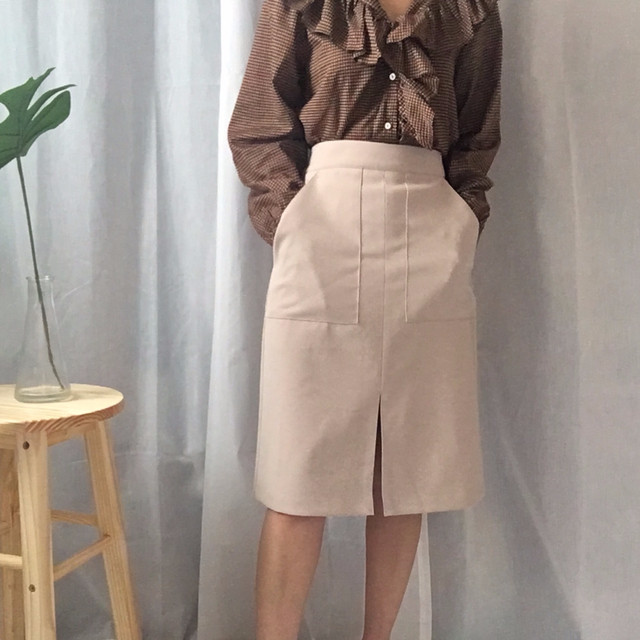 Women Blouses Waffle Lace Check Fall V Neck Blouse