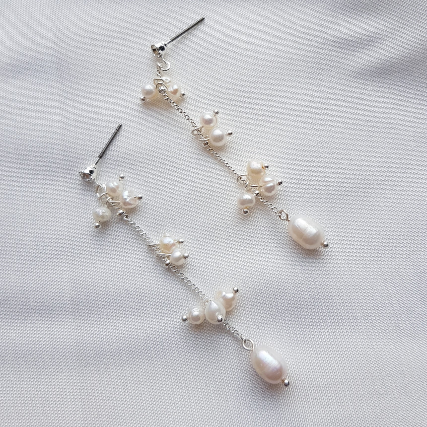 Natural freshwater pearl drop earrings 5 ​​collect