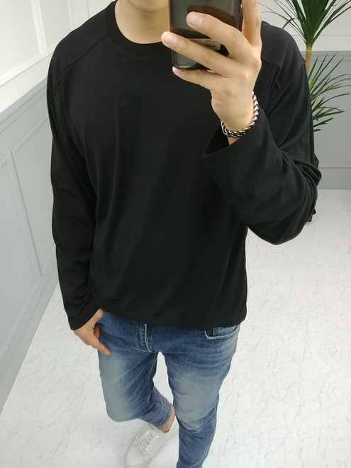 남자 라운드 무지 루즈핏 5컬러 기본 쭉티 : 로니제이