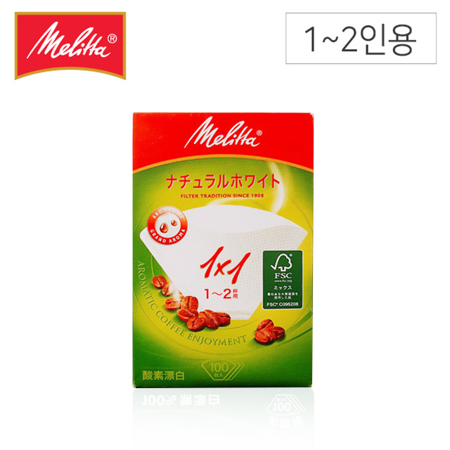 [Melitta] 멜리타 1x1 백색 아로마 필터 (1~2인용, 100매) : 카페인몰