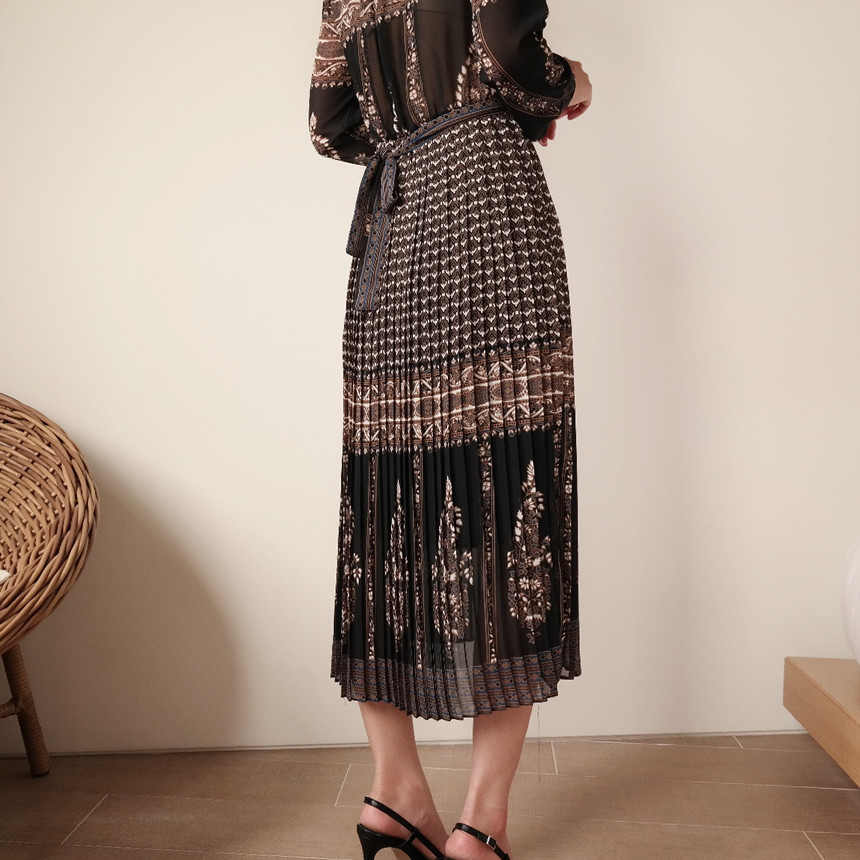 New Women Dress mood antique flower pattern autumn