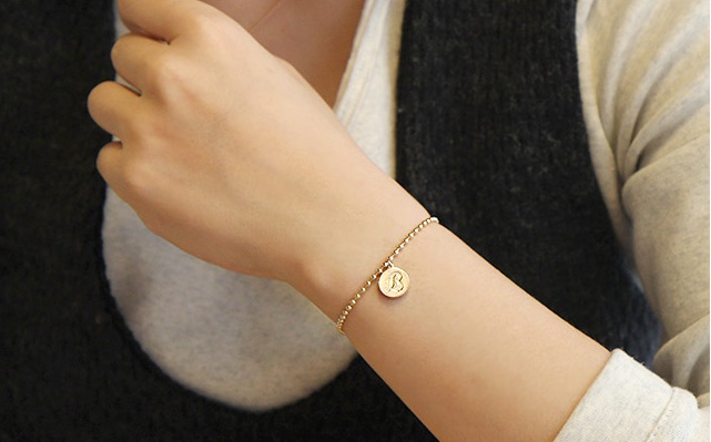 14K Gold 볼 코인 팔찌 : 아나엘