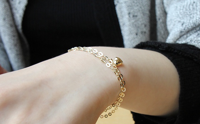 아나엘) 14K Gold 통통하트 팔찌 : 아나엘