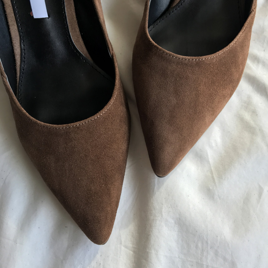 Cowhide stiletto mid heel 7cm black, beige, wine, 