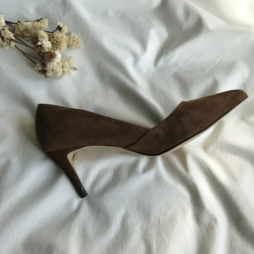 Cowhide stiletto mid heel 7cm black, beige, wine, 