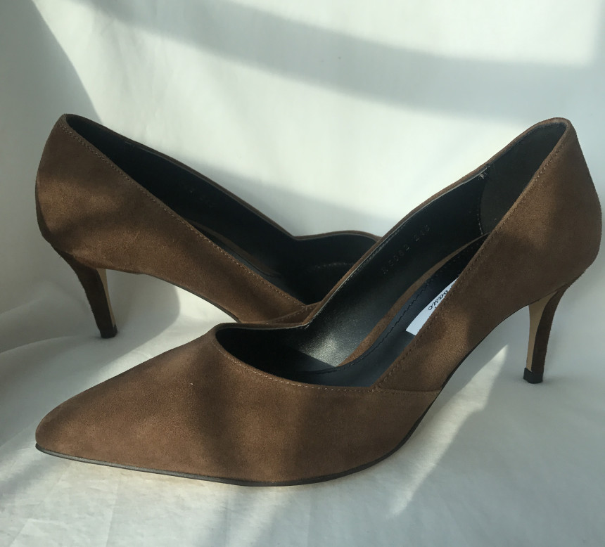 Cowhide stiletto mid heel 7cm black, beige, wine, 