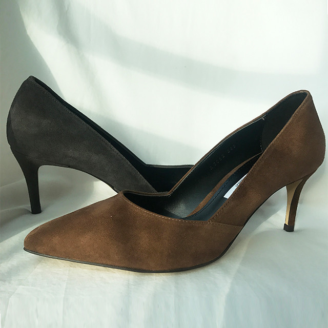 Cowhide stiletto mid heel 7cm black, beige, wine, 