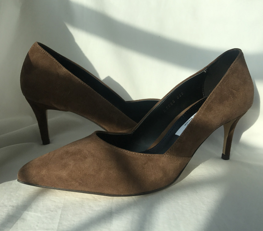 Cowhide stiletto mid heel 7cm black, beige, wine, 