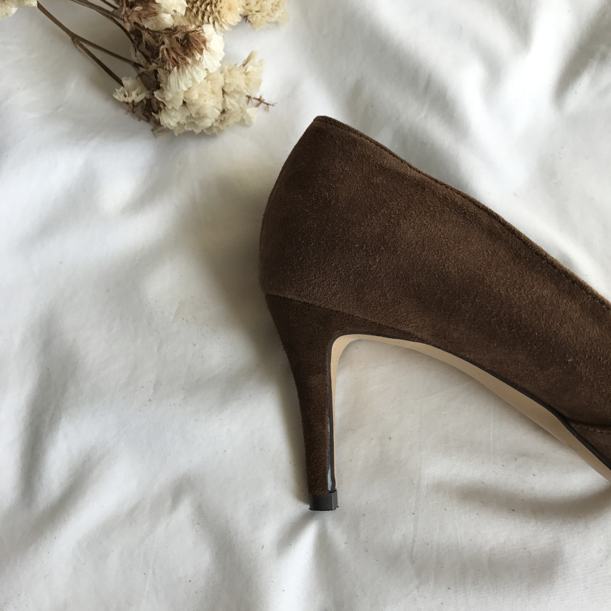 Cowhide stiletto mid heel 7cm black, beige, wine, 