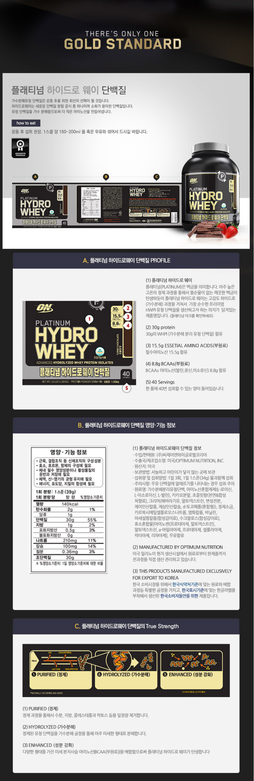 Optimum Nutrition Platinum Hydro Way 1.59kg 40 Tim