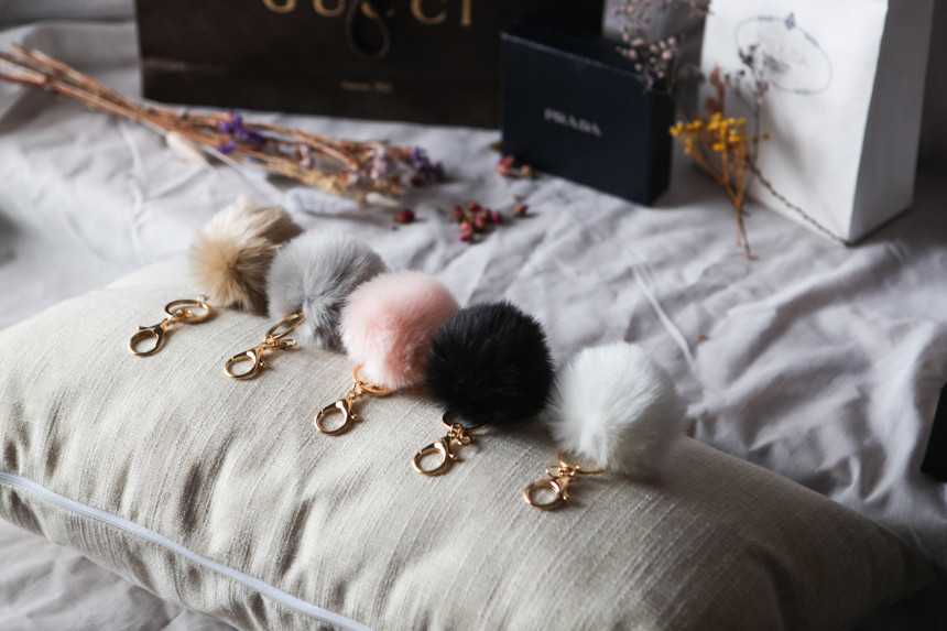 Fur Bag Foam Foam Keyring Car Keychain Ring Access