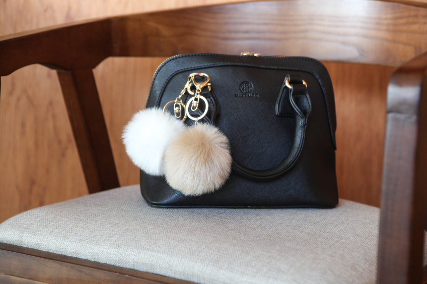 Fur Bag Foam Foam Keyring Car Keychain Ring Access