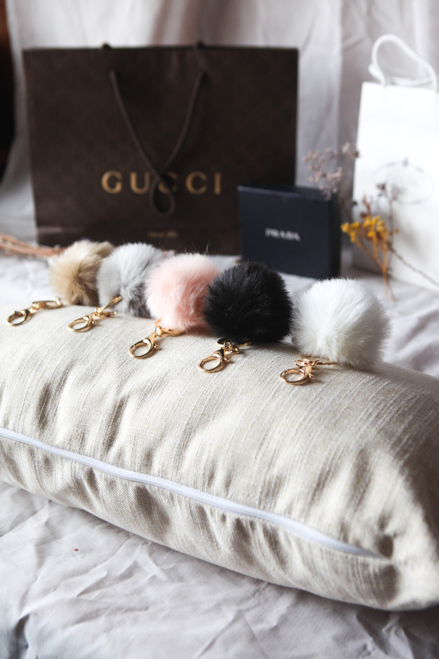 Fur Bag Foam Foam Keyring Car Keychain Ring Access