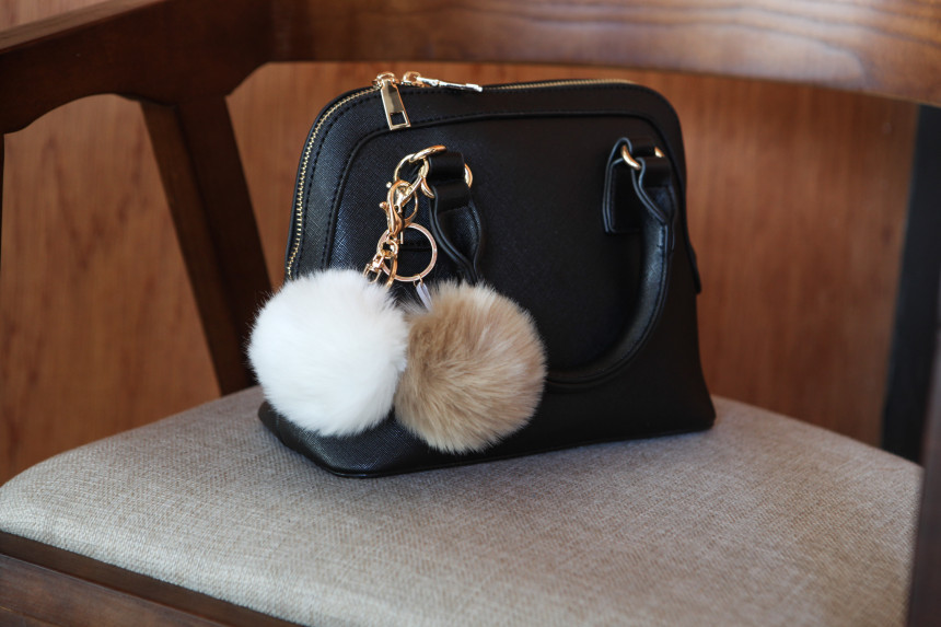 Fur Bag Foam Foam Keyring Car Keychain Ring Access