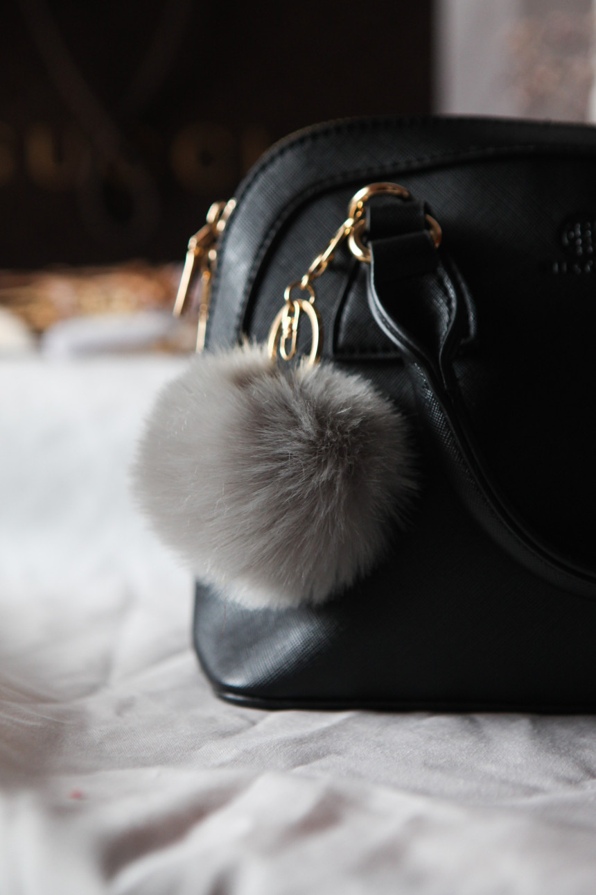 Fur Bag Foam Foam Keyring Car Keychain Ring Access