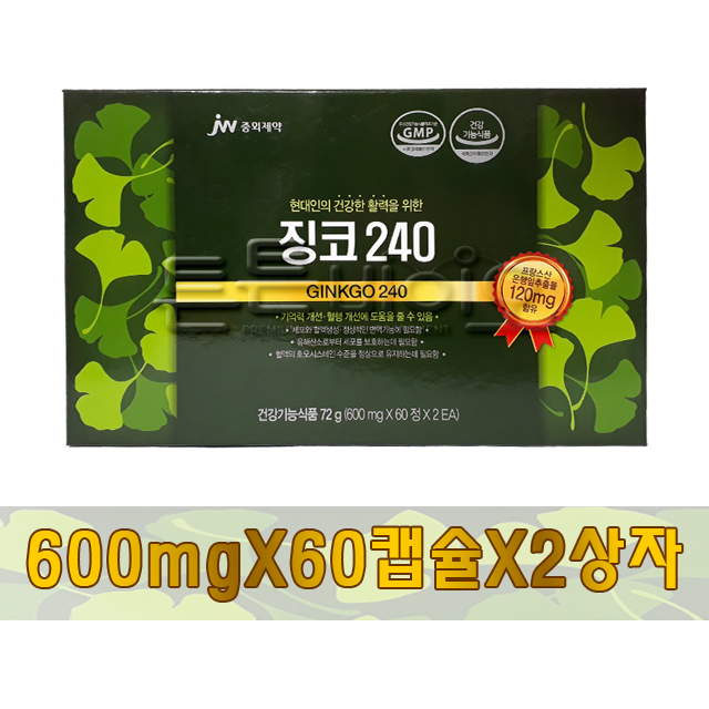 jw중외제약 징코240/4개월분(120캡슐) 600mg X 60캡슐 X 2상자 : 튼튼바이오