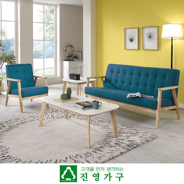 디보스 패브릭 1+3인+1200 테이블 소파세트-내추럴블루 : 진영 가구