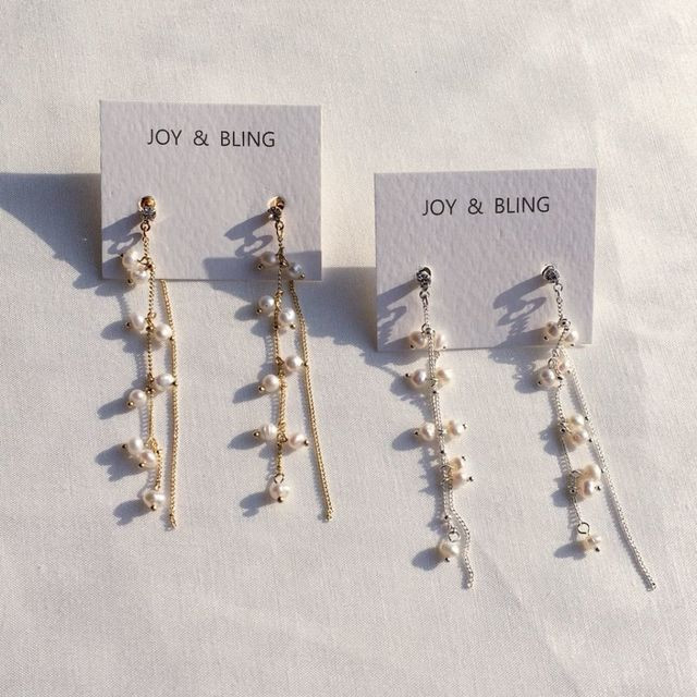 Natural freshwater pearl drop earrings 5 ​​collect