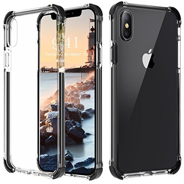Bovon iPhone X Case, Crystal Clear Shock Absorption Support Wireless Charging Hard PC Back Protecti : ESNOITE - 네이버쇼핑